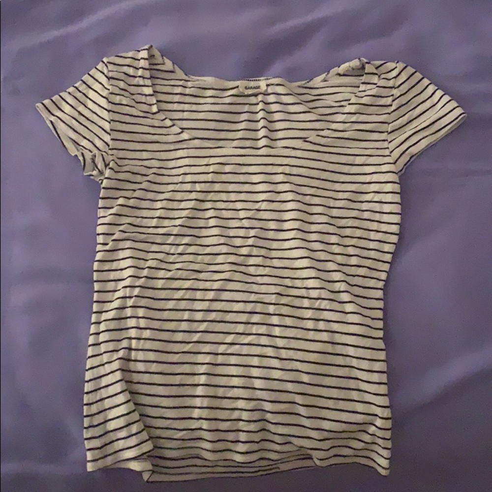 garage stripped t-shirt